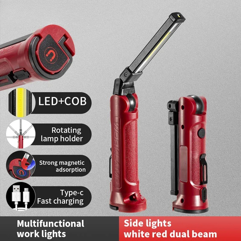 Outdoor Camping Light Portable - Lampe de travail LED COB rechargeable,
