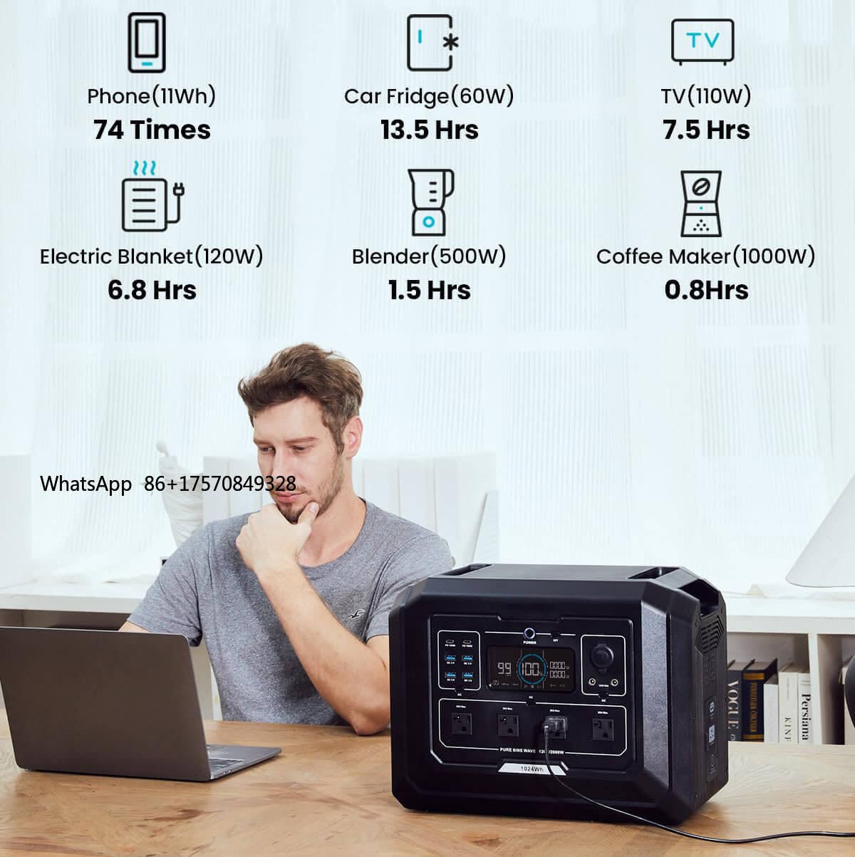 Portable Power Station - Batterie LiFePO4 2 kW, centrale électrique