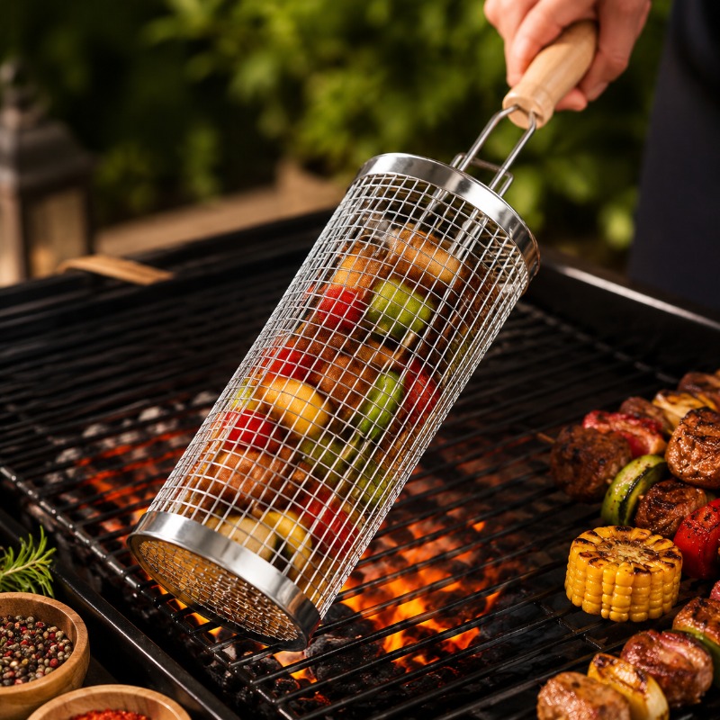 Outdoor Camping Cooking Set - Ensemble de paniers de barbecue ronds