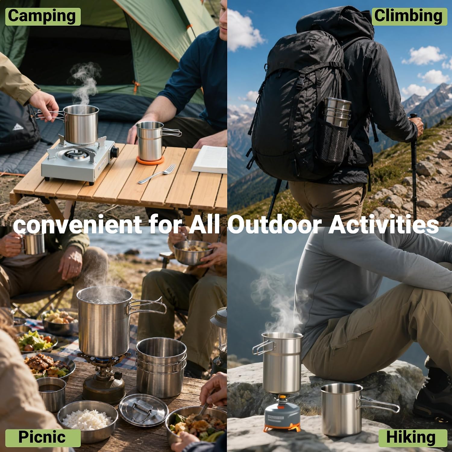 Tasses et mugs de camping plia - Outdoor Camping Cooking Set avis et prix
