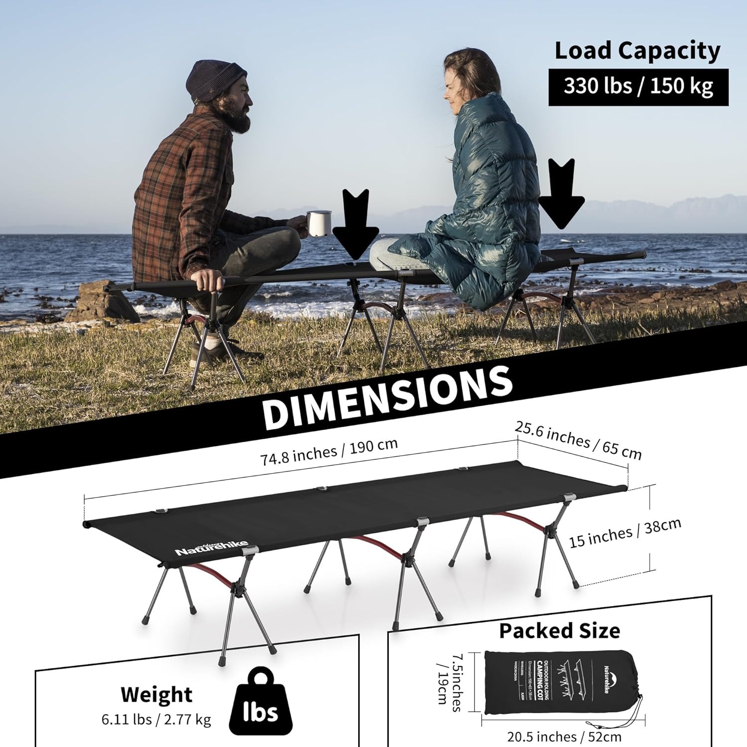 Lit de camping pliable Natureh - Outdoor Camping Wagon avis et prix