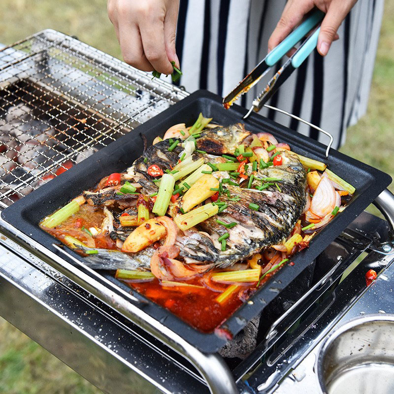 Poêle à griller carrée épaisse - Outdoor Camping Cooking Set avis et prix